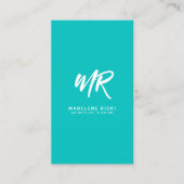 Minimalistisch Script Name Initiaal | Green Tosca Visitekaartje (Voorkant)