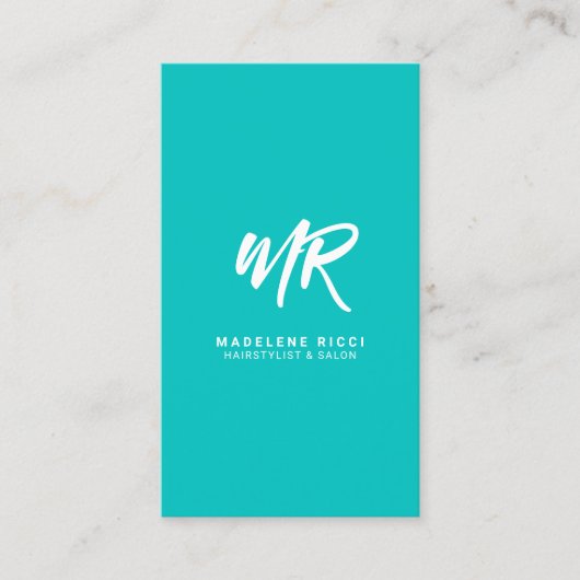 Minimalistisch Script Name Initiaal | Green Tosca Visitekaartje (Voorkant)