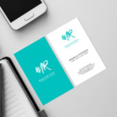 Minimalistisch Script Name Initiaal | Green Tosca Visitekaartje