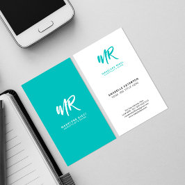 Minimalistisch Script Name Initiaal | Green Tosca Visitekaartje