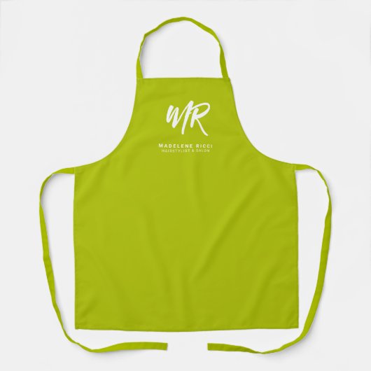 Minimalistisch Script Name Initiaal | Lime Green Schort (Voorkant)