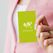 Minimalistisch Script Name Initiaal | Lime Green Visitekaartje