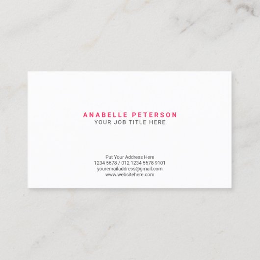 Minimalistisch Script Name Initiaal | Speciaal roz Visitekaartje (Achterkant)