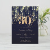 Minimalistisch Script Navy en Gold 30e verjaardag Kaart (Staand voorkant)