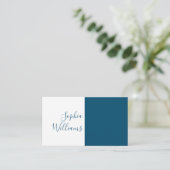 Minimalistisch Script Navy en wit Visitekaartje (Staand voorkant)