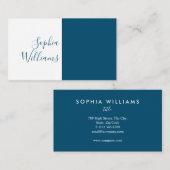 Minimalistisch Script Navy en wit Visitekaartje (Voorkant / Achterkant)