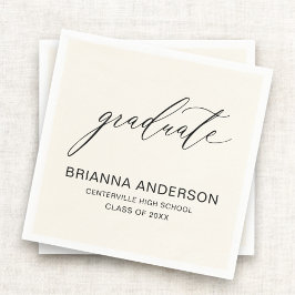 Minimalistisch Script Neutral Cream Beige Afstuder Servet