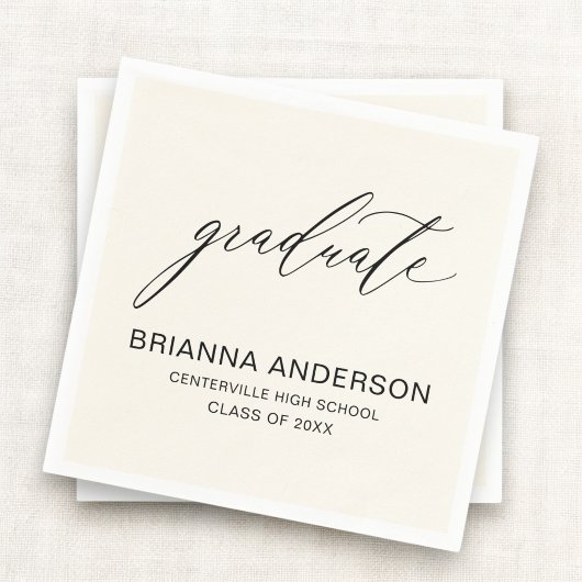 Minimalistisch Script Neutral Cream Beige Afstuder Servet