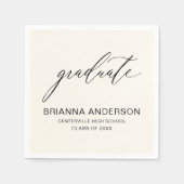 Minimalistisch Script Neutral Cream Beige Afstuder Servet (Voorkant)