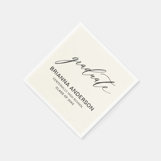 Minimalistisch Script Neutral Cream Beige Afstuder Servet (Hoek)