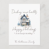 Minimalistisch script, New House waterverf Christm Feestdagenkaart (Voorkant)