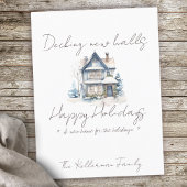 Minimalistisch script, New House waterverf Christm Feestdagenkaart
