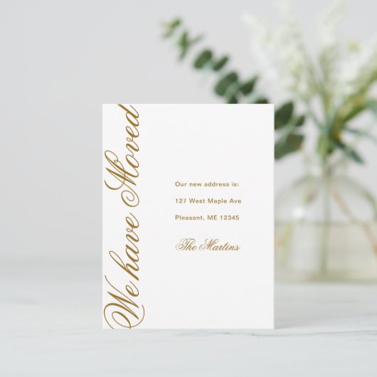 Minimalistisch script Nieuwe aankondiging van adre Briefkaart (Staand voorkant)