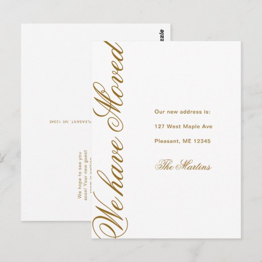 Minimalistisch script Nieuwe aankondiging van adre Briefkaart (Voorkant / Achterkant)