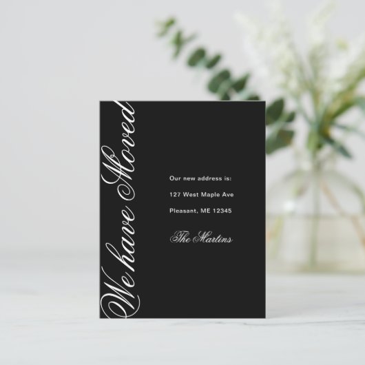 Minimalistisch script Nieuwe aankondiging van adre Briefkaart (Staand voorkant)