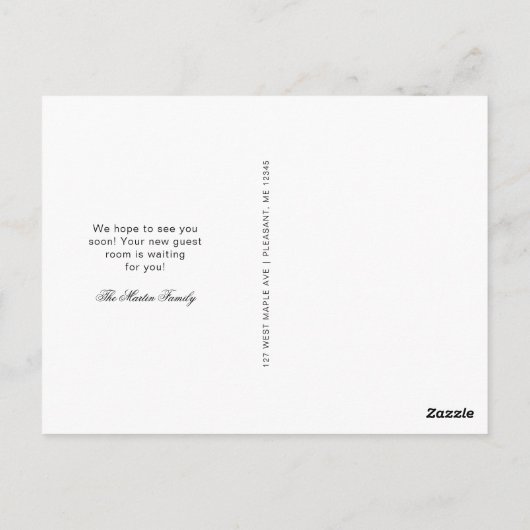 Minimalistisch script Nieuwe aankondiging van adre Briefkaart (Achterkant)