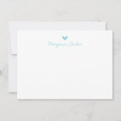 Minimalistisch Script Oceanblauw Hart Persoonlijk Notitiekaartje (Voorkant)