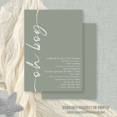 Minimalistisch script Oh Boy Sage Baby shower Kaart