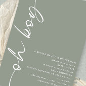 Minimalistisch script Oh Boy Sage Baby shower Kaart