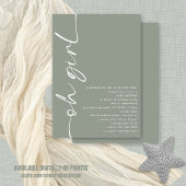 Minimalistisch script Oh Meisje Sage Baby shower Kaart