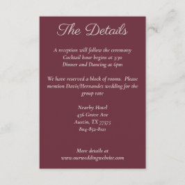 Minimalistisch Script Paarse Plum Details Kaart