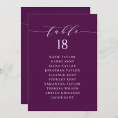 Minimalistisch Script Paarse Zitplannummer (Voorkant / Achterkant)