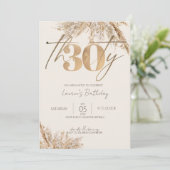 Minimalistisch script Pampas Grass Gold 30e verjaa Kaart (Staand voorkant)