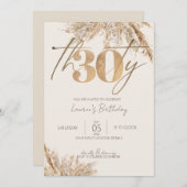 Minimalistisch script Pampas Grass Gold 30e verjaa Kaart (Voorkant / Achterkant)