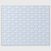 Minimalistisch Script Pastel Blauw Vrolijk Kerstfe Cadeaupapier (Vlak)
