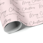 Minimalistisch Script Pastel Roze Vrolijk Kerstfee Cadeaupapier (Rol Hoek)