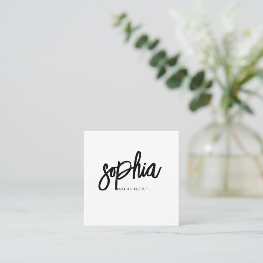 Minimalistisch script penseel wit vierkante visitekaartje (Staand voorkant)