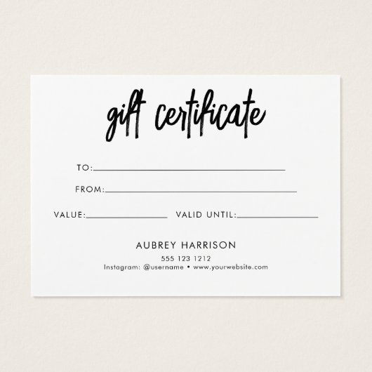 Minimalistisch script penseel wit visitekaartje (Achterkant)