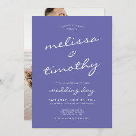 Minimalistisch script Periwinkle Blue Wedding Kaart