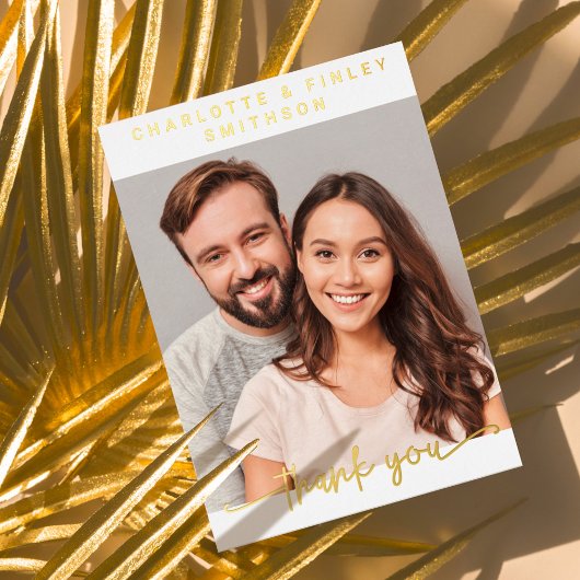 Minimalistisch script persoonlijke bruiloft Dank u Folie Feestdagen Briefkaart