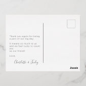 Minimalistisch script persoonlijke bruiloft Dank u Folie Feestdagen Briefkaart (Achterkant)