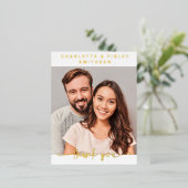 Minimalistisch script persoonlijke bruiloft Dank u Folie Feestdagen Briefkaart (Staand Voorkant)