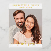 Minimalistisch script persoonlijke bruiloft Dank u Folie Feestdagen Briefkaart (Voorkant)