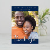 Minimalistisch script persoonlijke bruiloft Dank u Folie Feestdagenkaart (Staand Voorkant)