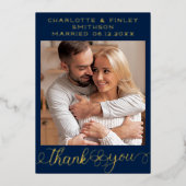 Minimalistisch script persoonlijke bruiloft Dank u Folie Feestdagenkaart (Voorkant)