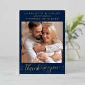 Minimalistisch script persoonlijke bruiloft Dank u Folie Feestdagenkaart (Staand Voorkant)