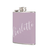 Minimalistisch script Persoonlijke naam Stof Lilac Heupfles (Links)