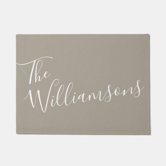 Minimalistisch script persoonlijke naam Taupe Brow Deurmat (Voorkant)