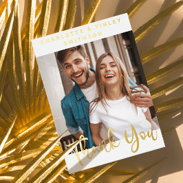 Minimalistisch Script Persoonlijke Trouw Dank Je Folie Feestdagenkaart