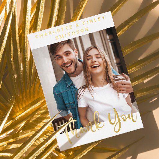 Minimalistisch Script Persoonlijke Trouw Dank Je Folie Feestdagenkaart