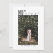 Minimalistisch Script Prettig Getrouwd Foto Kerstm Feestdagenkaart (Voorkant)