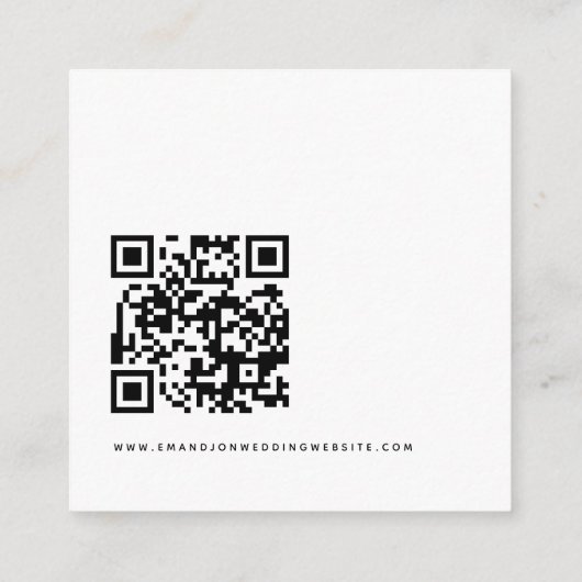 Minimalistisch Script QR Code Bruiloft Details Informatiekaartje (Achterkant)