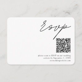 Minimalistisch Script QR Code Bruiloft Klein RSVP Informatiekaartje