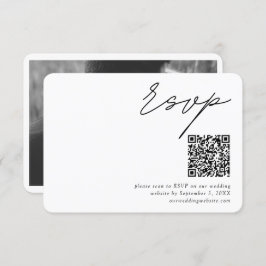 Minimalistisch Script QR Code Bruiloft Klein RSVP Informatiekaartje