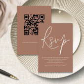 Minimalistisch script QR-code Bruin RSVP bruiloft