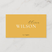 Minimalistisch script QR-code mosterdgeel Visitekaartje (Voorkant)